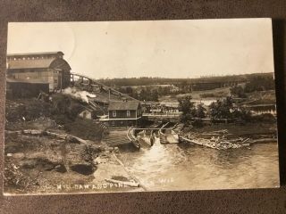 Mason Wi Mill Dam And Pond Real Photo Postcard Wisconsin Rppc Early 1900’s