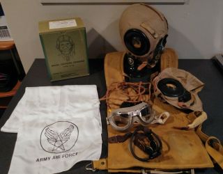 Ww2 Usaaf Pilot Gear A - 14 Oxygen Mask,  Goggles,  Cap,  Earphones,  Life Preserver