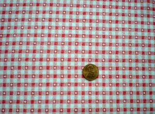 Small Red Check Full Vtg Feedsack Quilt Sewing Dollclothes Craft Fabric