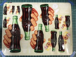 Coca Cola Full Sheet Of Vending Machine Water Decals.  Old Stock.