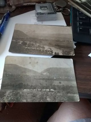 Two Antique 1908 Rppc Mt Union Pa Panorama View Mount Union Penn.  Rare