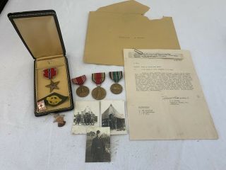 Ww2 Bronze Star & Cert Named Grouping 10th Armoured Div Destroyed German Tank