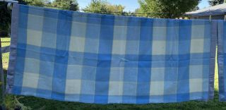 Vtg Set Of 2 Blue Plaid Faribo 100 Wool Blanket Satin Trim 87” X 74” Twin Full 2