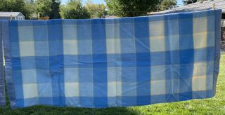 Vtg Set Of 2 Blue Plaid Faribo 100 Wool Blanket Satin Trim 87” X 74” Twin Full 3