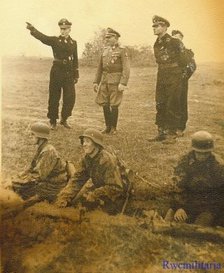 Port.  Photo: Rare German Elite Waffen General Sepp Dietrich Reviewing Troops