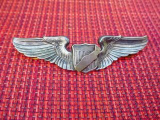 Ww2 Army Air Corp Sterling Pilot Wings 3 Inches Fox P - 47 Thunderbolt Pilot Pin