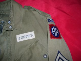 WWII Named 82nd Airborne Paratrooper Jump Jacket with Invasion Flag 2