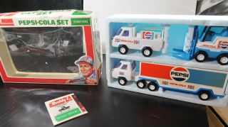 Buddy L Boxed Pepsi Cola Set 1977 Forklife Semi And Delivery Truck