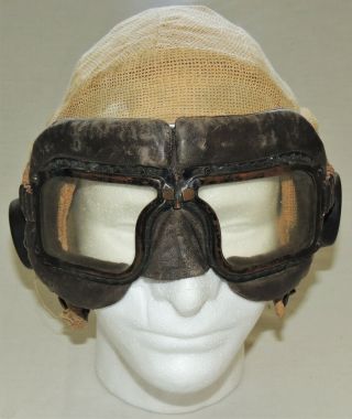 Ww2 Raf Rcaf Royal Canadian Air Force Pilots Summer Flying Helmet,  Mkiii Goggles