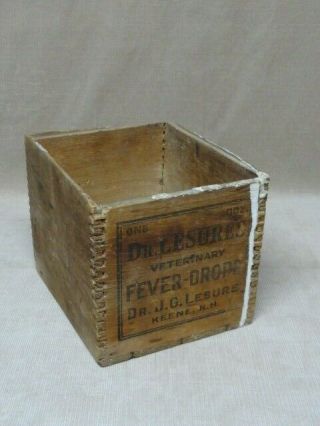 Dr Lesures Keene Nh Veterinary Fever Drops Doctor Advertising Wood Wooden Box