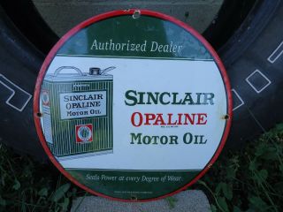 Old Vintage 1947 Sinclair Opaline Motor Oil Porcelain Gas Pump Sign