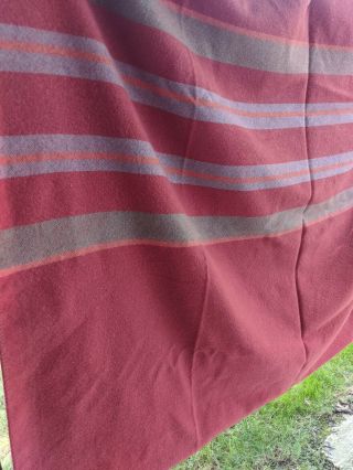 L L BEAN TWIN SIZE 100 VIRGIN WOOL BLANKET IN ROSE COLOR WITH STRIPES 3