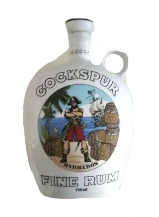Vintage Porcelain Cockspur Barbados Fine Rum Bottle Jug 750 Ml.  Vgc (empty)