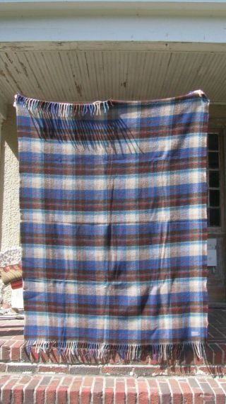 Vintage Pendleton 100 Wool Plaid Throw Blanket 3 54 " X 76 "