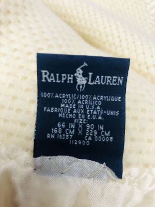 RALPH LAUREN Acrylic Waffle Weave Thermal Blanket Satin Trim 66 X 90Twin Cream 2