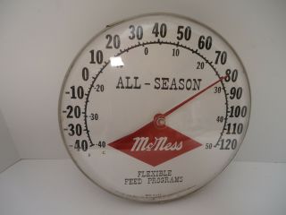 Vintage Mcness " All Season " Thermometer Domed 1950’s 12 " Round Farm Thermometer