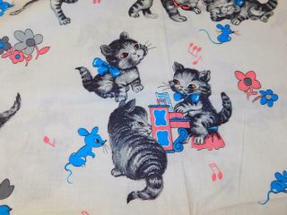 2.  5 Yards 36 " W Vintage Quilt Cotton Fabric Musical Kittens Mice Cats Juvenile