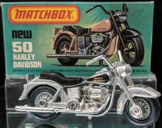Lesney Matchbox No.  50 Chrome Harley - Davidson W/ Box