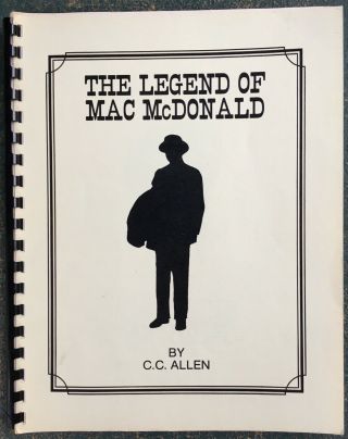Vintage 1986 The Legend Of Mac Mcdonald Magic Lecture Notes Book By C.  C.  Allen
