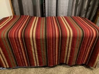 Reversible Burgundy/green Striped Wool Blanket 60 X 82
