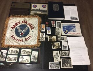 1944 Ww2 348th Airdrome Sq.  4th Combat Cargo Gp Flag Sterling Medal Photos Orig