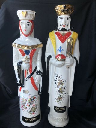 Vintage 1969 Ezra Brooks King Of Spades And Queen Of Hearts Decanter