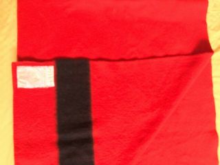 Vintage Witnedown Wool Blanket,  66 X 90,  Red With Black Stripe