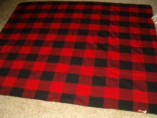 Vintage Marlboro Country Store Red Buffalo Plaid Wool Warm Winter Blanket Usa