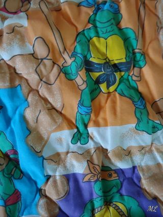 Vintage 1980 ' s Teenage Mutant Ninja Turtles Twin Bed Quilt USA TMNT Blanket 2