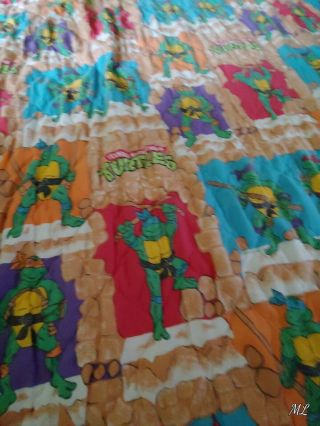 Vintage 1980 ' s Teenage Mutant Ninja Turtles Twin Bed Quilt USA TMNT Blanket 3