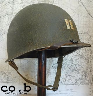 WWII US M1 FIXED Bale Helmet 2nd RANGERS Capt w/complete MSA Liner 2