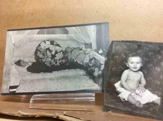 Rppc Post Mortem Child In Coffin Named W/ Baby Photo Dayton Ohio 3