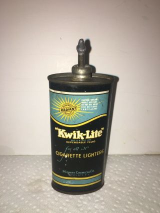 Handy Oiler Kwik - Lite Lighter Fluid Empty Tin Can Lead Top 4 Oz