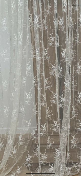 Vintage 1 Shabby Chic Lace Tulle Curtain 100 Cotton,  Last One