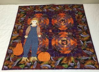 Patchwork & Appliqué Quilt Wall Hanging,  Pumpkins,  Scarecrow,  Small Patches