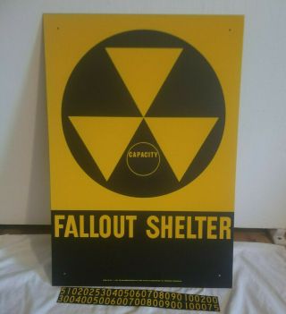 Vintage FALLOUT SHELTER SIGN US Gov Issue.  20 X 14,  with 1 NUMBER SET 2