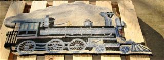 Vintage Steam Engine Locomotive Train Area Rug Multi - Color Child 