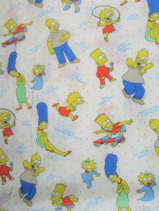 Vintage 1990 The Simpsons Twin Flat Bed Sheet Collectible Fabric Crafts Sewing