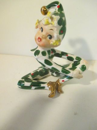 Vintage Green Cross Legged Christmas Ceramic Elf