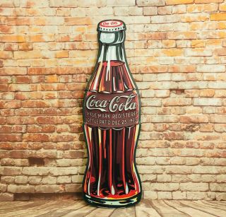 Coca - Cola / Coke Bottle C1923 Large Premium Die Cut Embossed Aluminum Sign