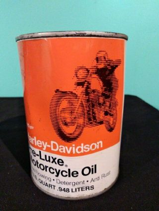 Vintage Full Can Of Harley Davidson Pre - Luxe Motorcycle Oil Sae 60