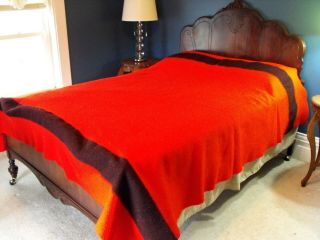 Hudson Bay wool blanket 6 Point Queen red & black no flaws large size 2