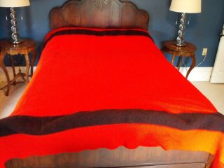 Hudson Bay wool blanket 6 Point Queen red & black no flaws large size 3