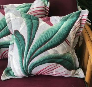 Vintage Tropical Barkcloth Pillow Cover (s) - 18 " X 18 " - Leaves/fronds