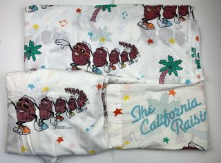 Vtg 1988 California Raisins Twin Bed Sheets Flat,  Fitted & Pillow Case