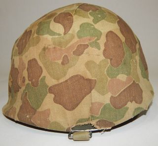 Ww2 / Korean War Us Marine Corps Camo Helmet Cover Worn W/ Ega Usmc