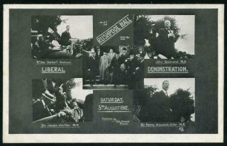 Rare Postcard Liberal Demonstration Rushpool Hall Saltburn Unposted 1912