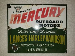 Mercury Boat Motors Porcelain Harley Davidson Motorcycle Dealer Sign Gas Oil