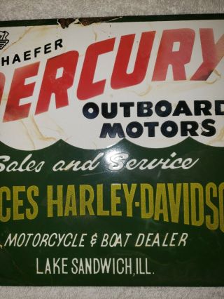 Mercury Boat Motors Porcelain Harley Davidson Motorcycle Dealer Sign Gas Oil 3