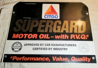 Vintage Citgo Supergard Motor Oil With P.  V.  Q.  Sae 5w - 30 Metal Store Display Sign